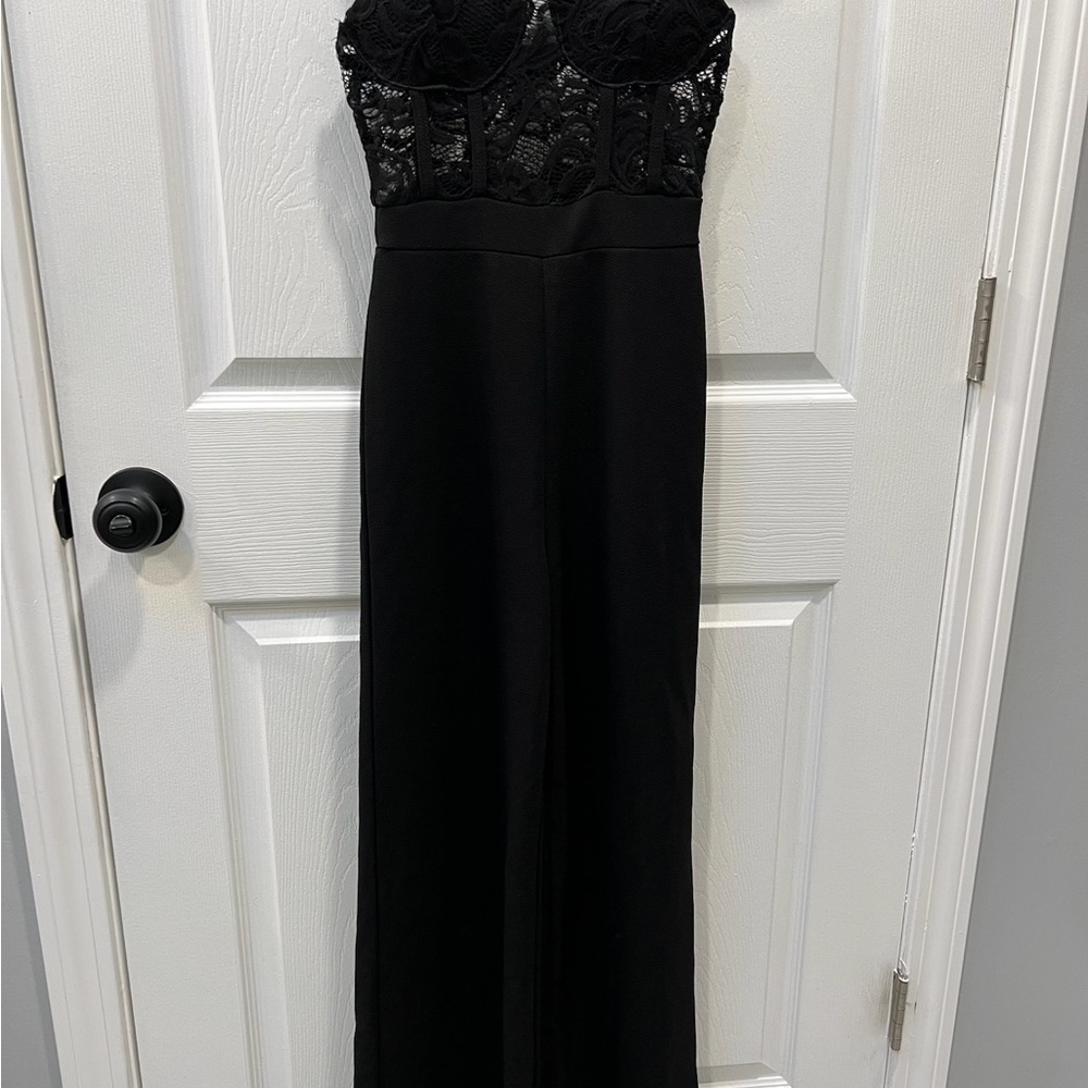Elegant Black Lace Evening jumpsuit